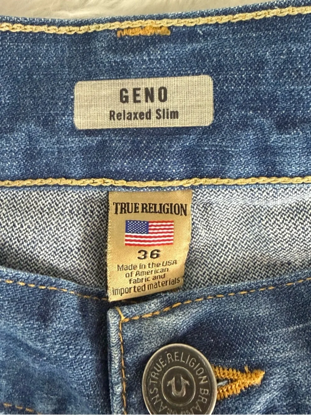 True Religion Geno Relaxed Slim Jeans Men’s 36x35 Distressed USA